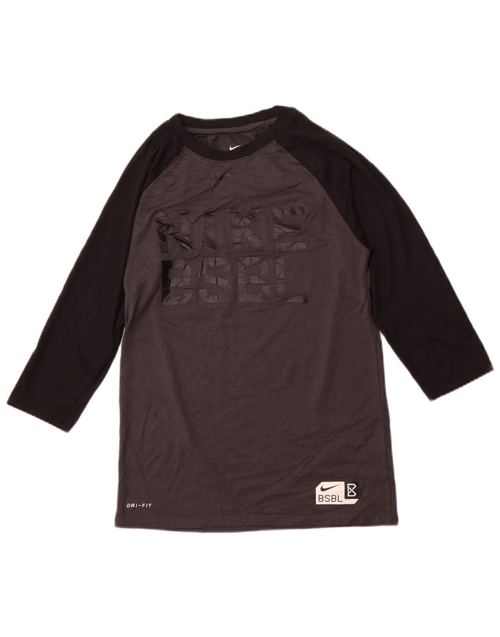 NIKE Damen Athletic Cut Graphic T-Shirt Top UK 8 Small Grau Sport