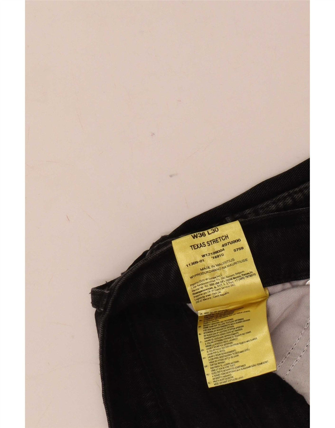 Wrangler Herren Texas Stretch Straight Jeans W36 L30 Schwarze Baumwolle