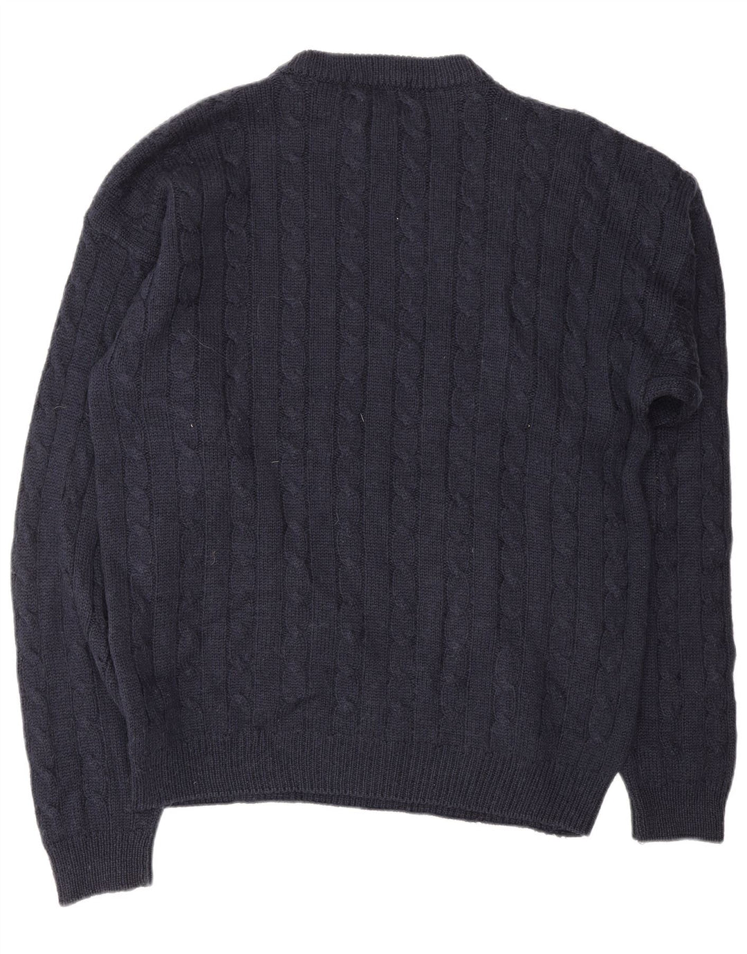 BLANC BLEU Herren-Pullover mit grafischem Rundhalsausschnitt, Größe L, Marineblau, Winter