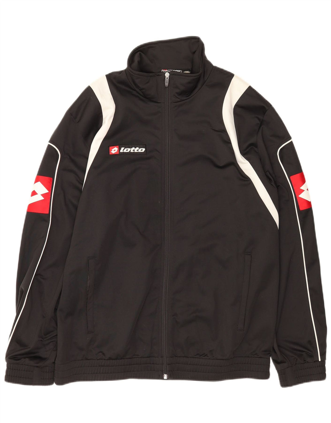 Lotto Herren-Trainingsanzugoberteil mit Grafik, XL, schwarzes Farbblock-Polyester