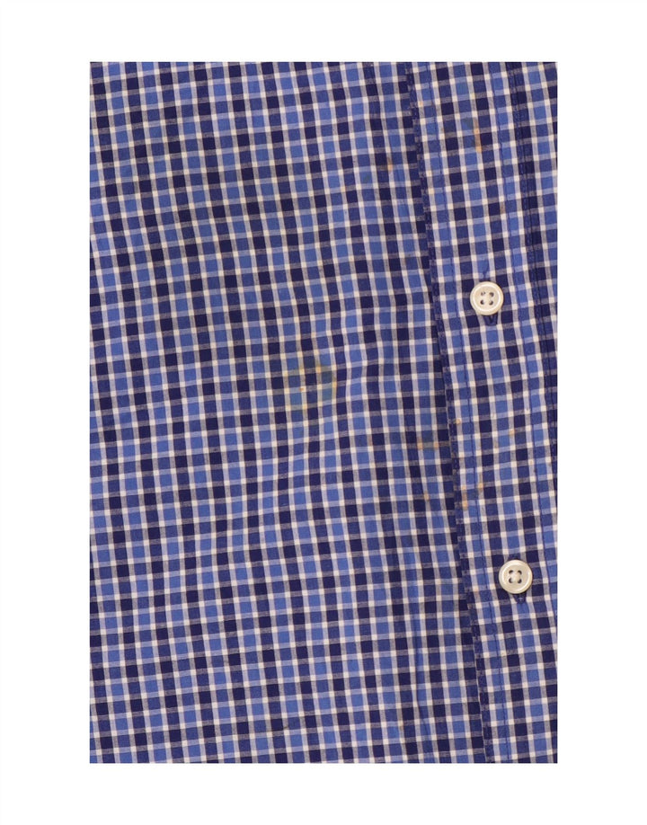 Chaps pflegeleichtes Herrenhemd 2XL aus blauer Gingham-Baumwolle