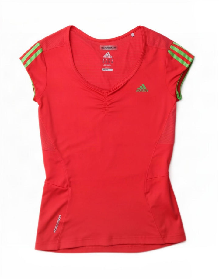 Adidas Damen Climalite T-Shirt Top UK 10 Small Rot Polyester