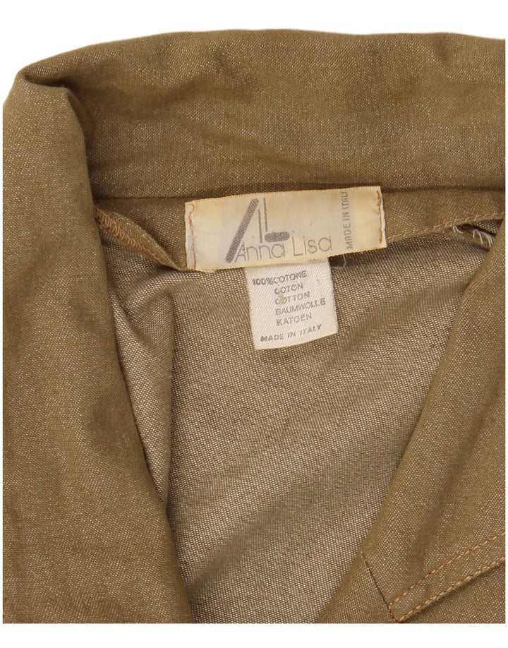 Vintage Damen Longline 3 Knopf Blazer Jacke IT 42 Mittelgrüne Baumwolle