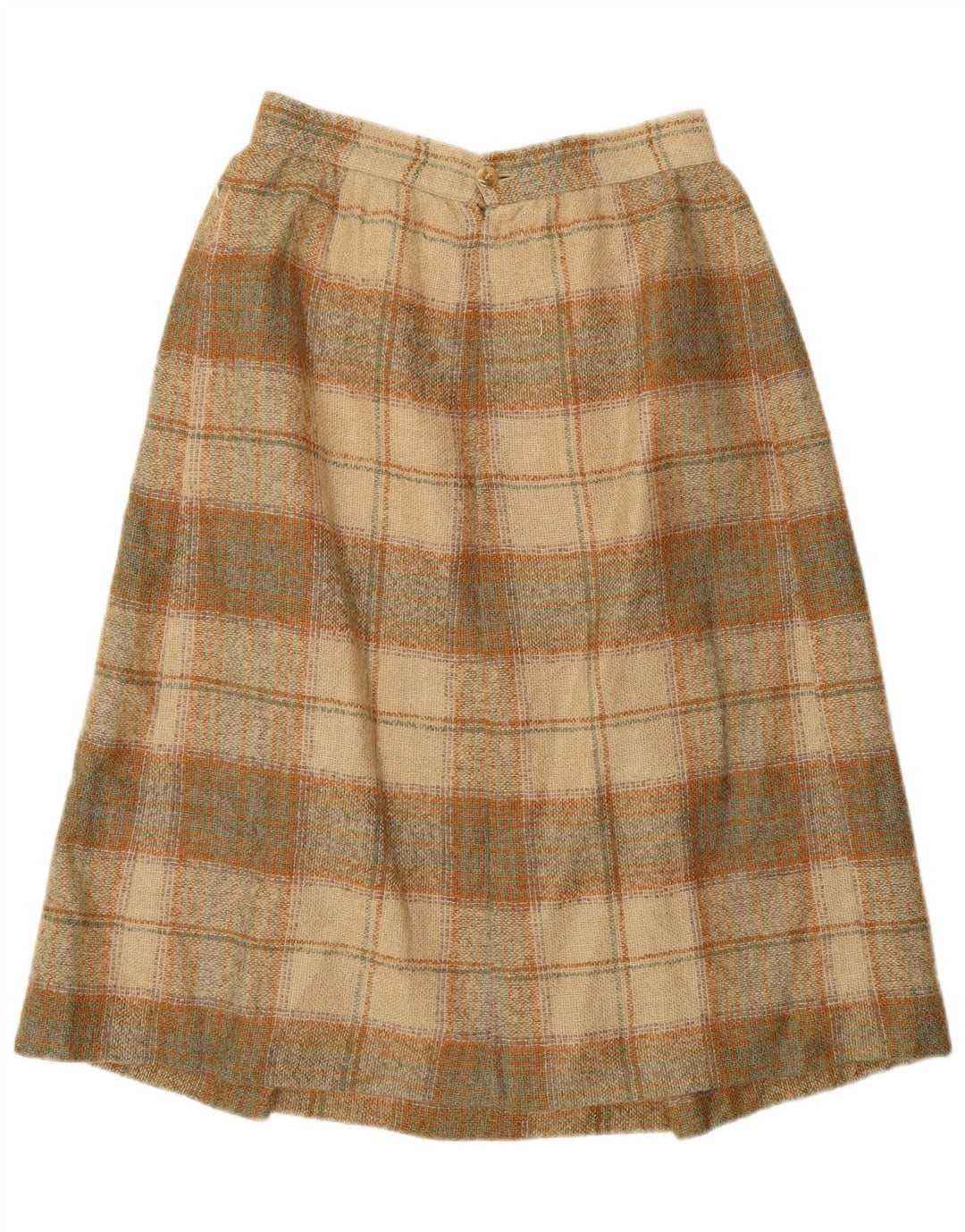 Vintage Damen A-Linie Rock W26 Small Beige Karo Polyester
