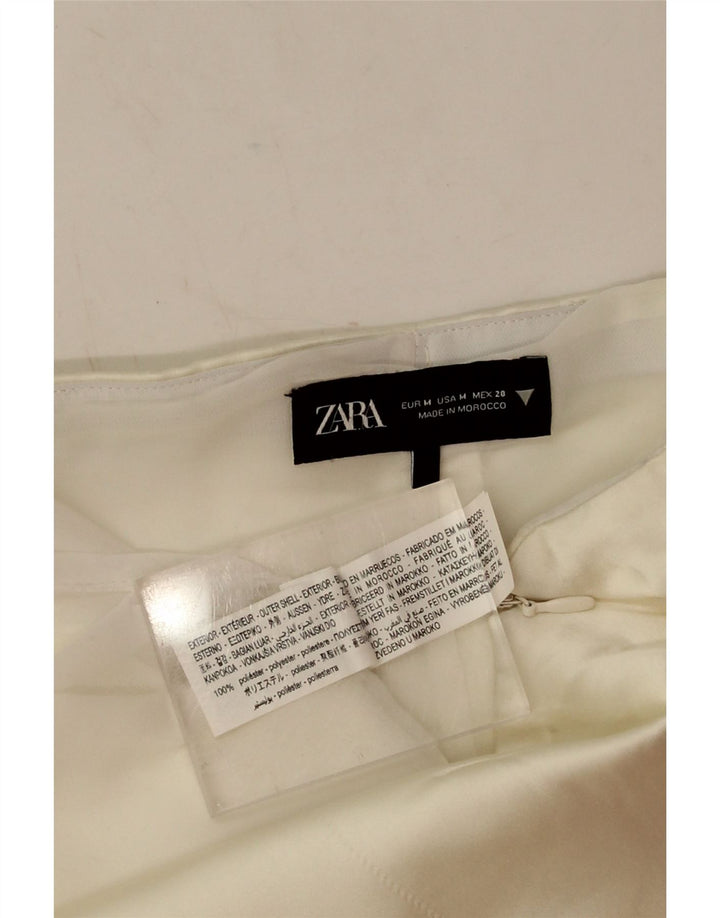 Zara Damen Crop Trägerloses Top UK 12 Mittelweißes Polyester
