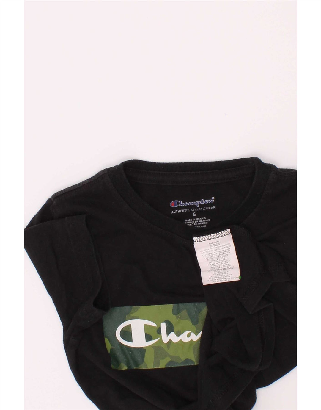 Champion T-Shirt mit Grafik für Jungen, 4–5 Jahre, schwarze Baumwolle