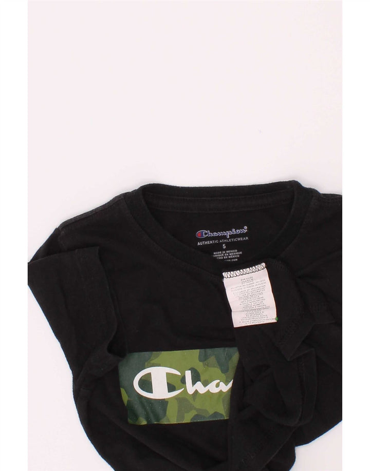 Champion T-Shirt mit Grafik für Jungen, 4–5 Jahre, schwarze Baumwolle