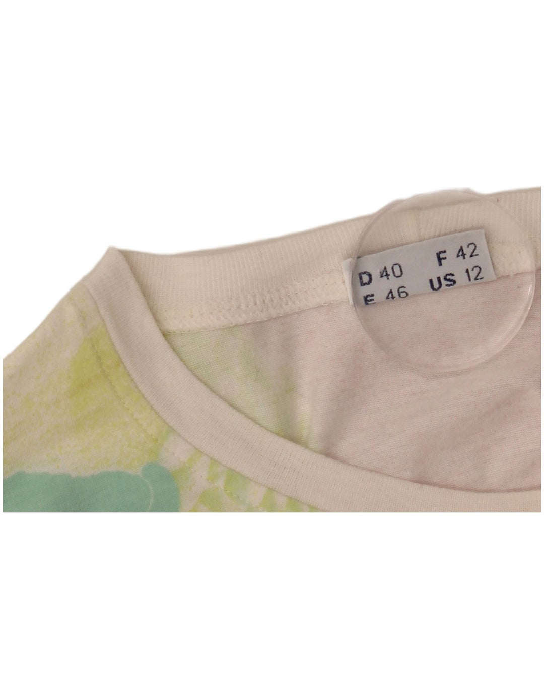 SERGIO TACCHINI Damen Grafik-T-Shirt-Oberteil US 12 Große weiße Blumen-Baumwolle