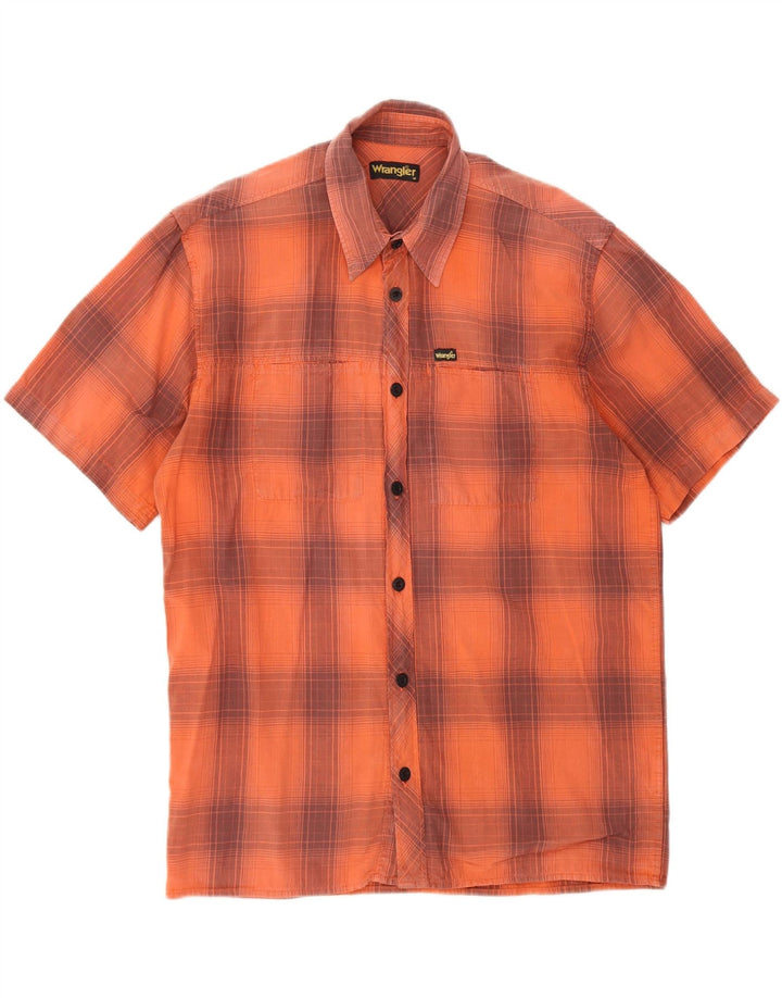 Wrangler Herren-Kurzarmhemd aus mittelorange karierter Baumwolle