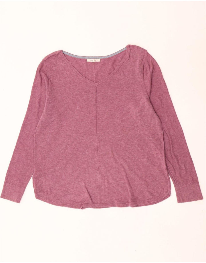 White Stuff Damen-Pullover mit V-Ausschnitt, Gr. 14, Größe L, Rosa, Baumwolle