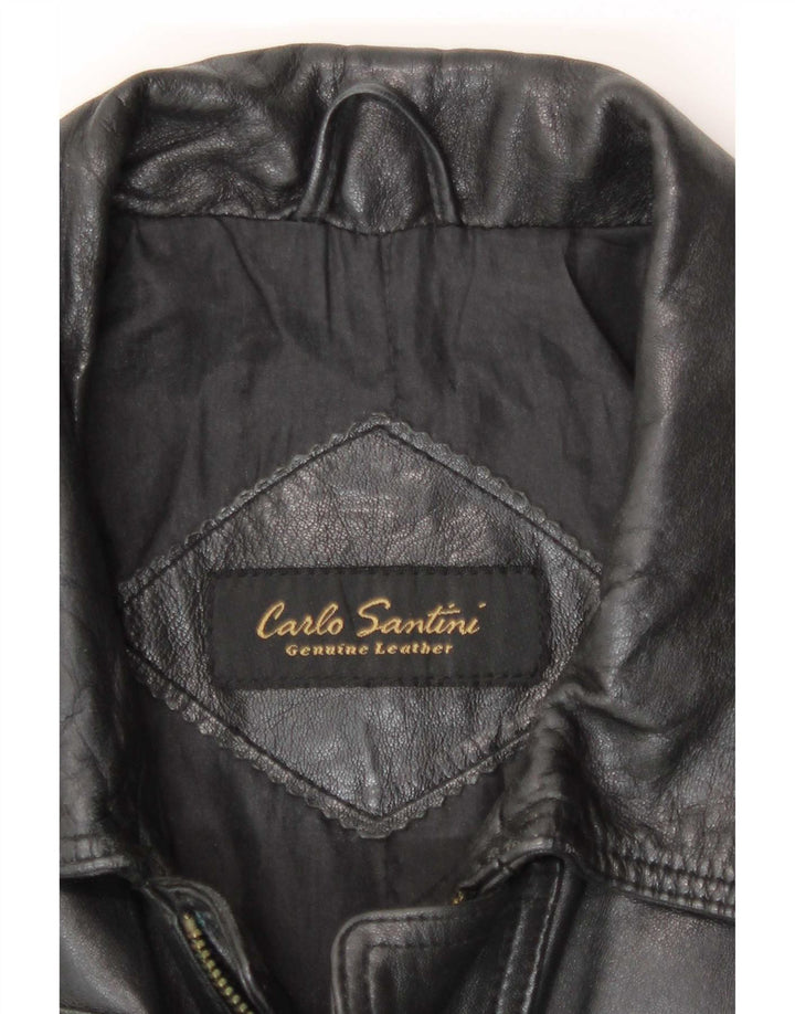 Carlo Santini Herren Lederjacke UK 36 Small Schwarz