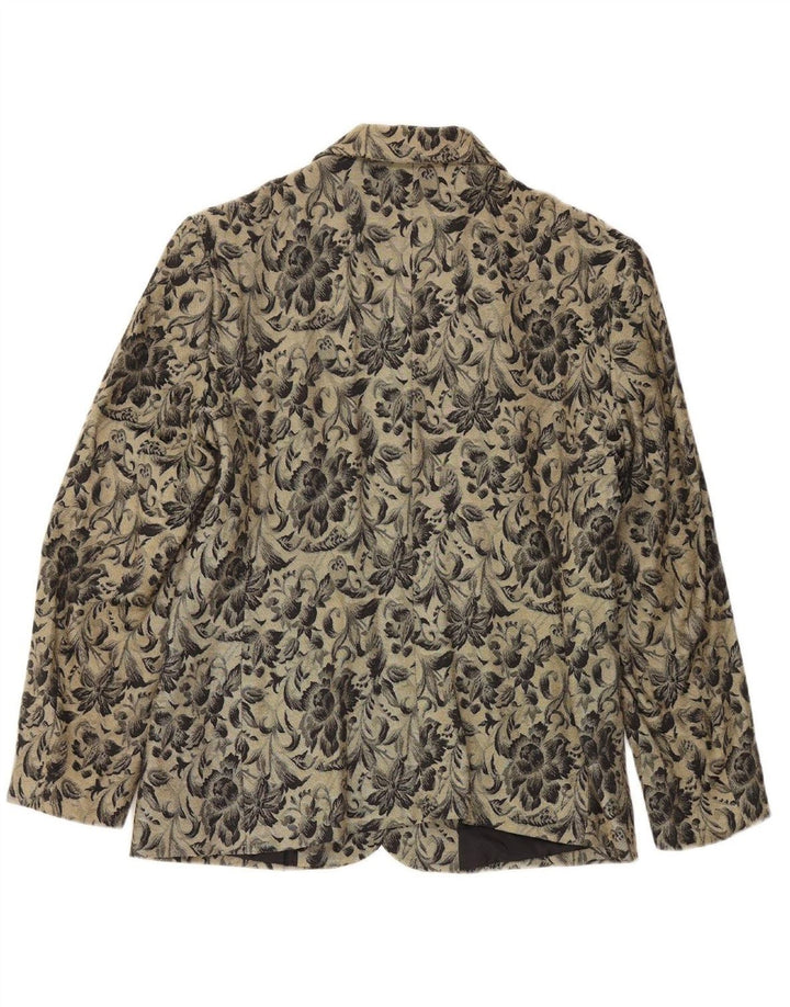 LOUIS CHARLES Womens 1 Button Blazer Jacket UK 14 Medium Khaki Floral