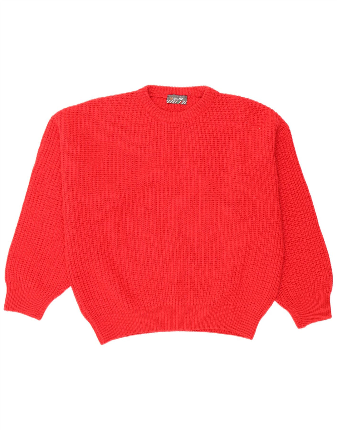 Stefanel Herren-Pullover mit Rundhalsausschnitt, XL, rote Wolle