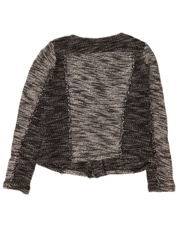 CALVIN KLEIN Damen Crop Blazer Jacke UK 10 Small Graue Colourblock-Baumwolle