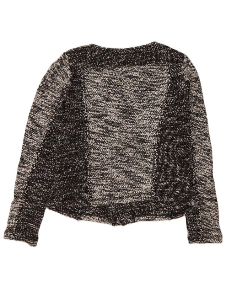 CALVIN KLEIN Damen Crop Blazer Jacke UK 10 Small Graue Colourblock-Baumwolle