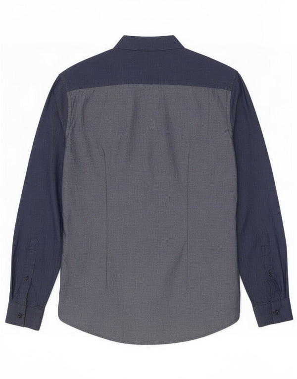 Trussardi Herrenhemd Größe 40 Medium Marineblau Baumwolle