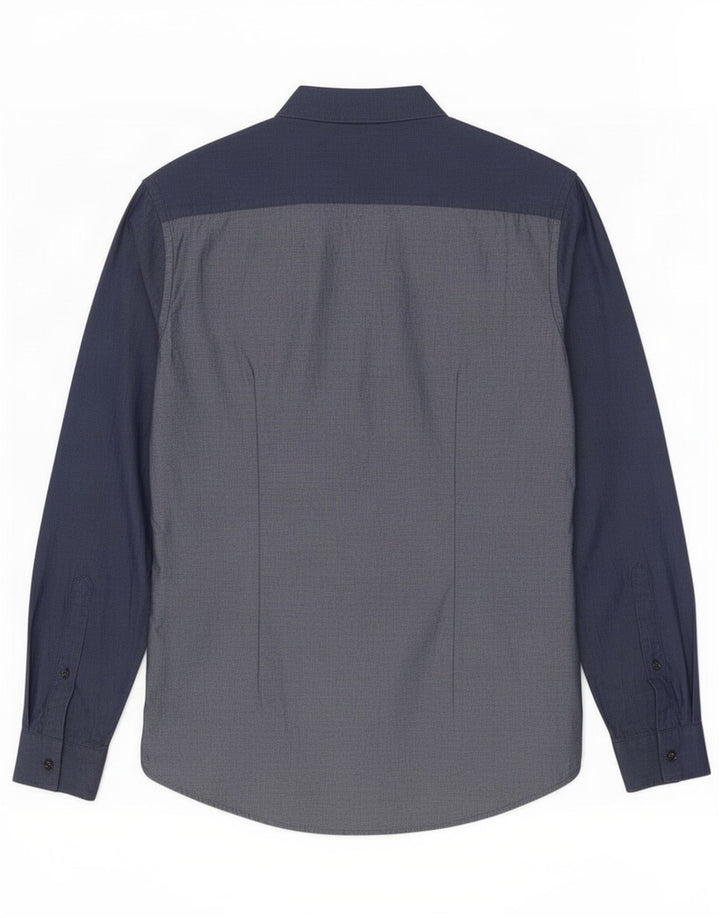 Trussardi Herrenhemd Größe 40 Medium Marineblau Baumwolle