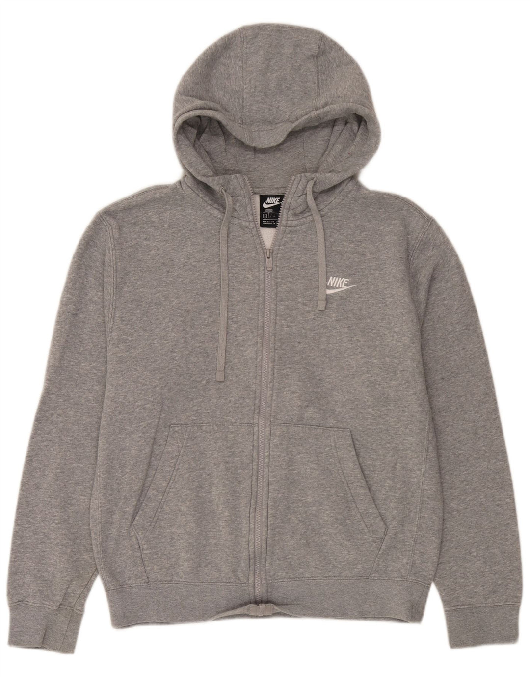 Nike Herren-Kapuzenpullover mit Reißverschluss, klein, graue Baumwolle