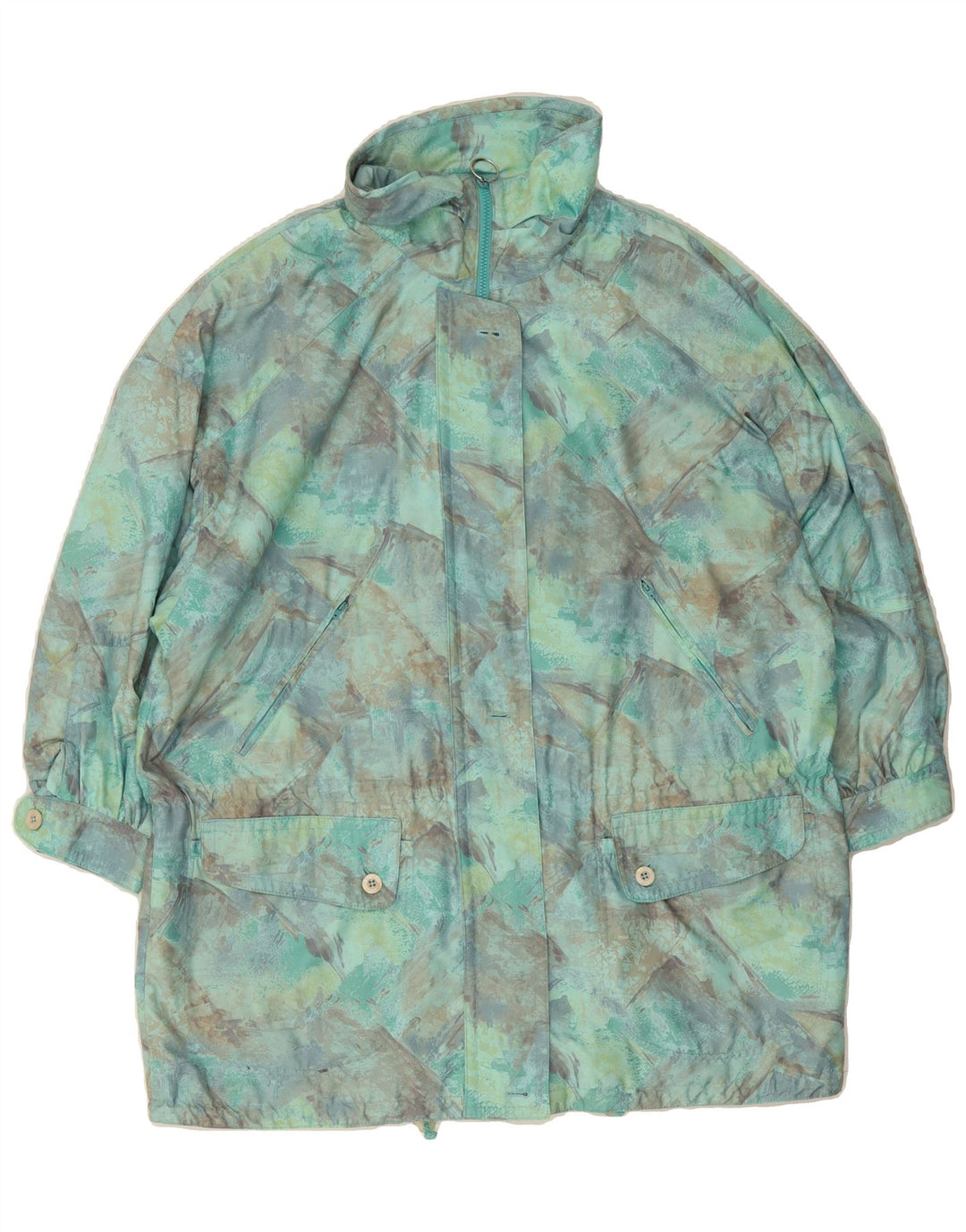VINTAGE Womens Oversized Windbreaker Jacket UK 16 Large Green Vintage Vintage and Second-Hand Vintage from Messina Hembry 