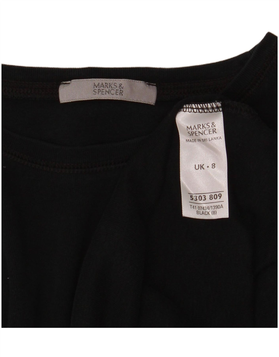 Marks & Spencer Damen Top Langarm UK 8 Small Schwarz Baumwolle