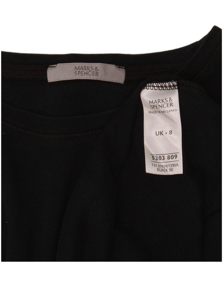 Marks & Spencer Damen Top Langarm UK 8 Small Schwarz Baumwolle