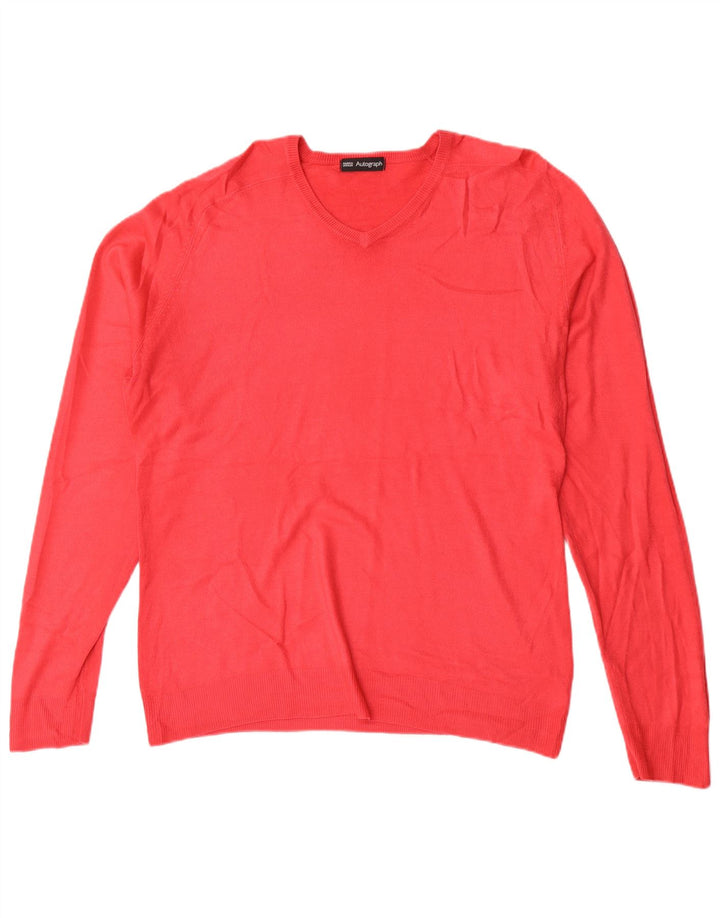 Marks & Spencer Herren Autograph Pullover mit V-Ausschnitt, groß, rot, Acryl