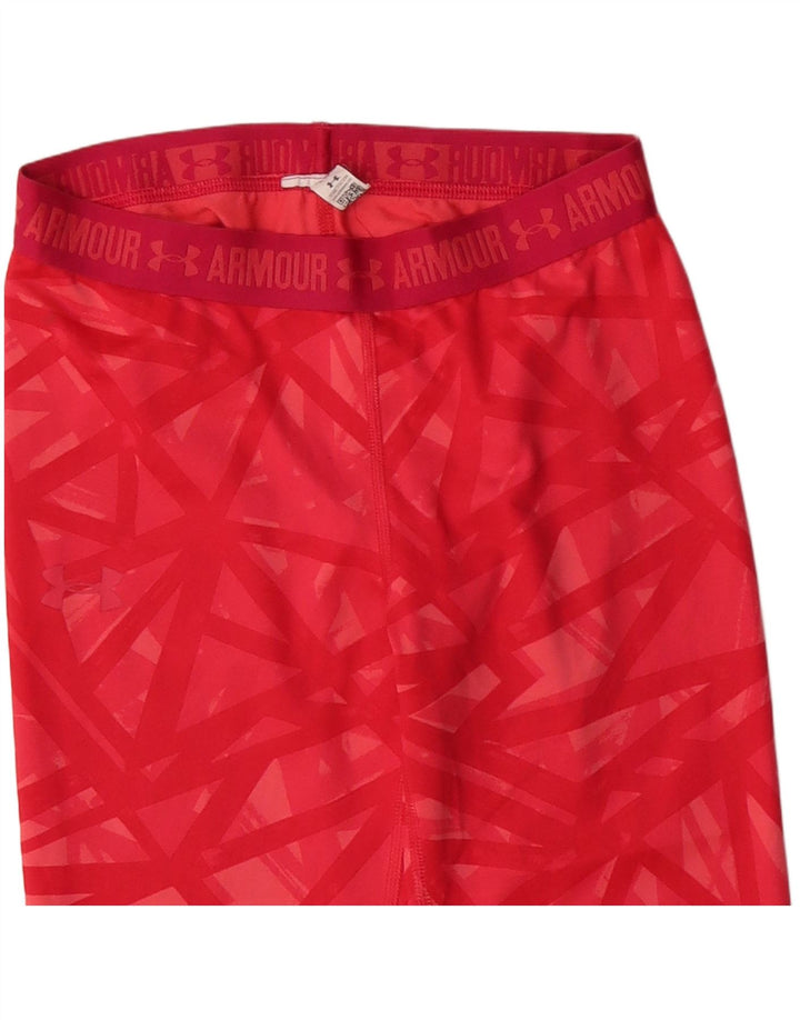 Under Armour Womens Graphic Capri Leggings UK 4 XS Rot Geometrisch