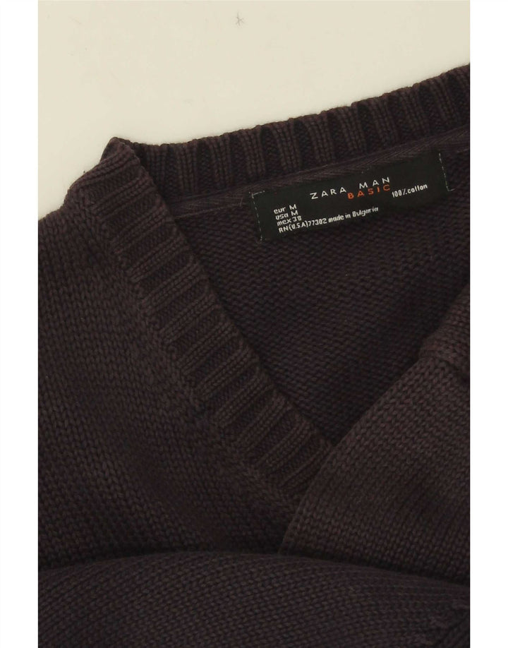 Zara Herren-Pullover mit V-Ausschnitt, mittleres Marineblau