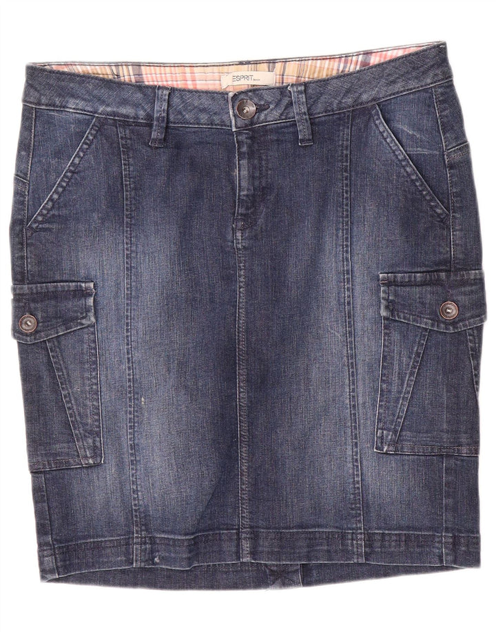 Esprit Damen Denim-Cargorock W30 mittelblaue Baumwolle