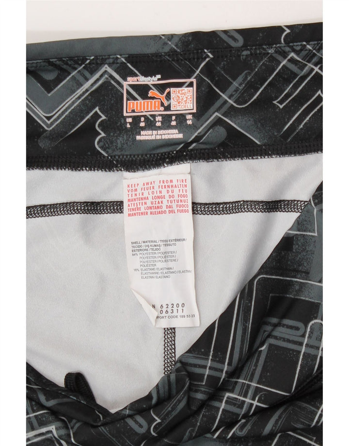 Puma Damen Leggings UK 14 Large Schwarz Geometrisch Polyester