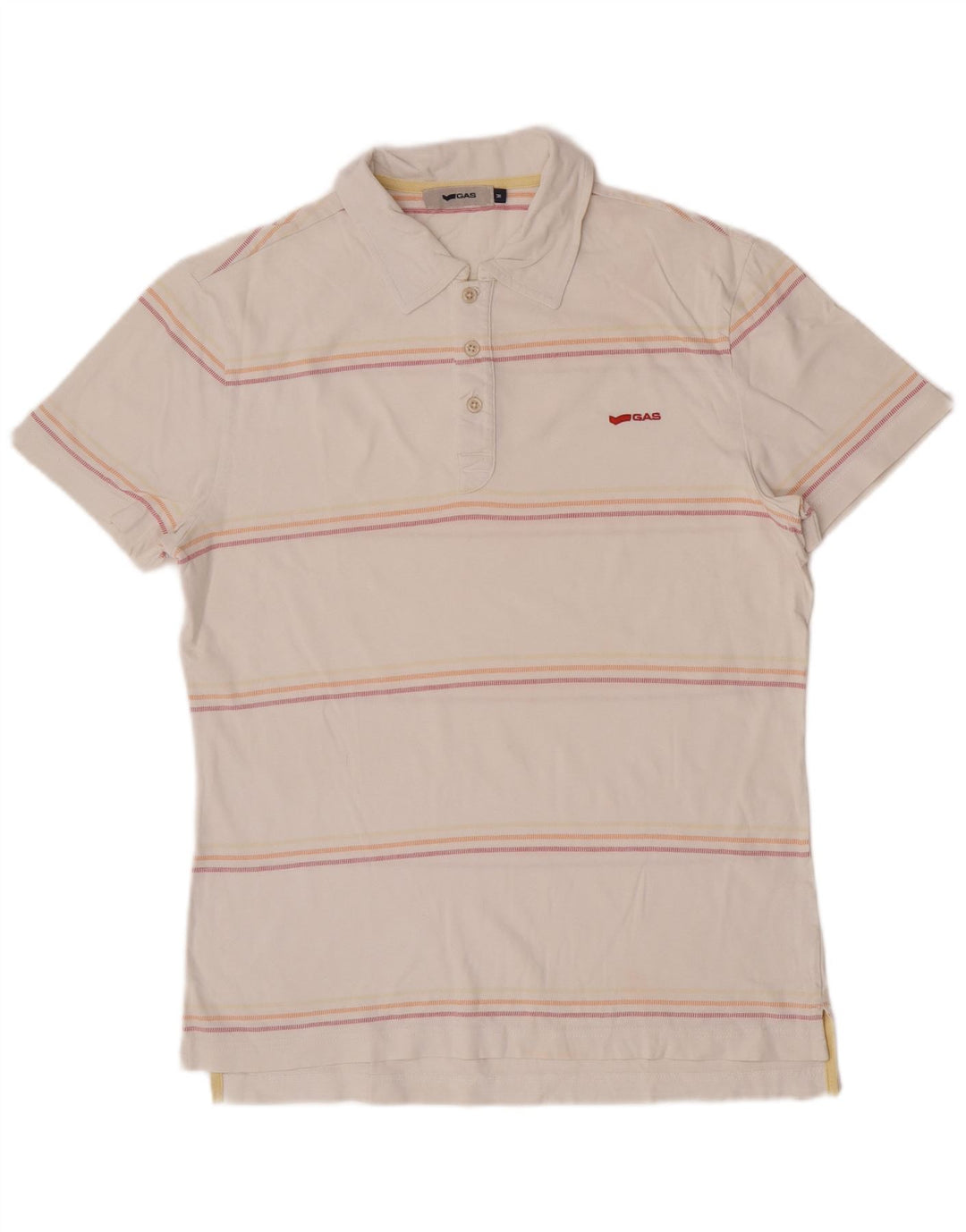 Gas Herren-Poloshirt aus mittelweißer, gestreifter Baumwolle