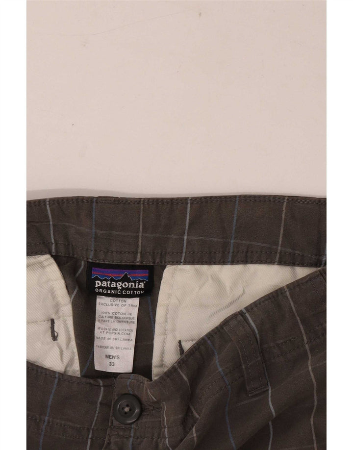Patagonia Herren Regular Cargo Shorts W33 Große grau karierte Baumwolle
