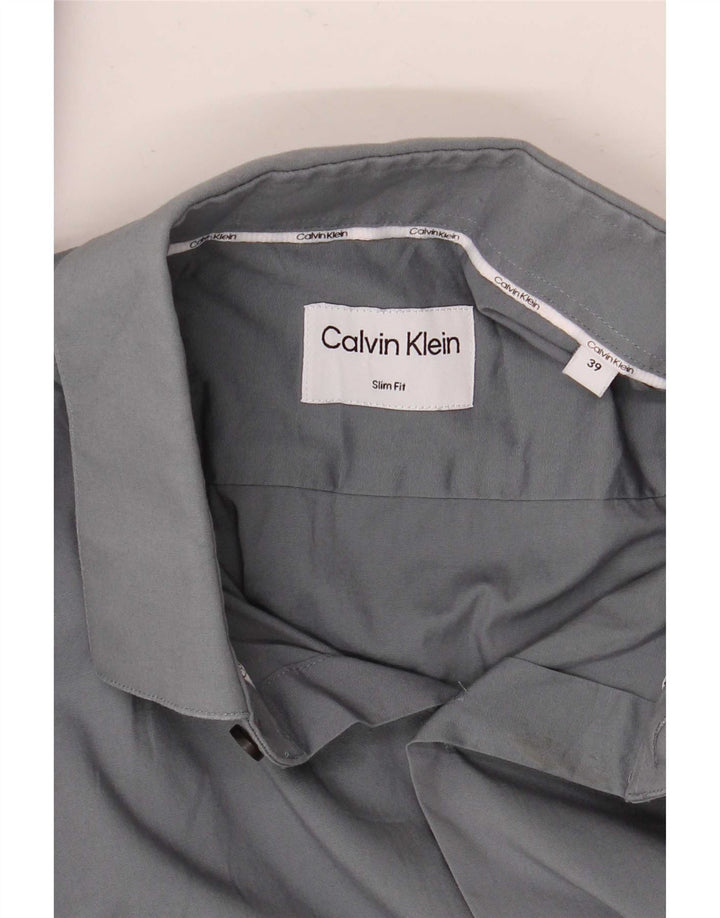 Calvin Klein Herren Slim Fit Hemd Größe 39 Mittelgrau