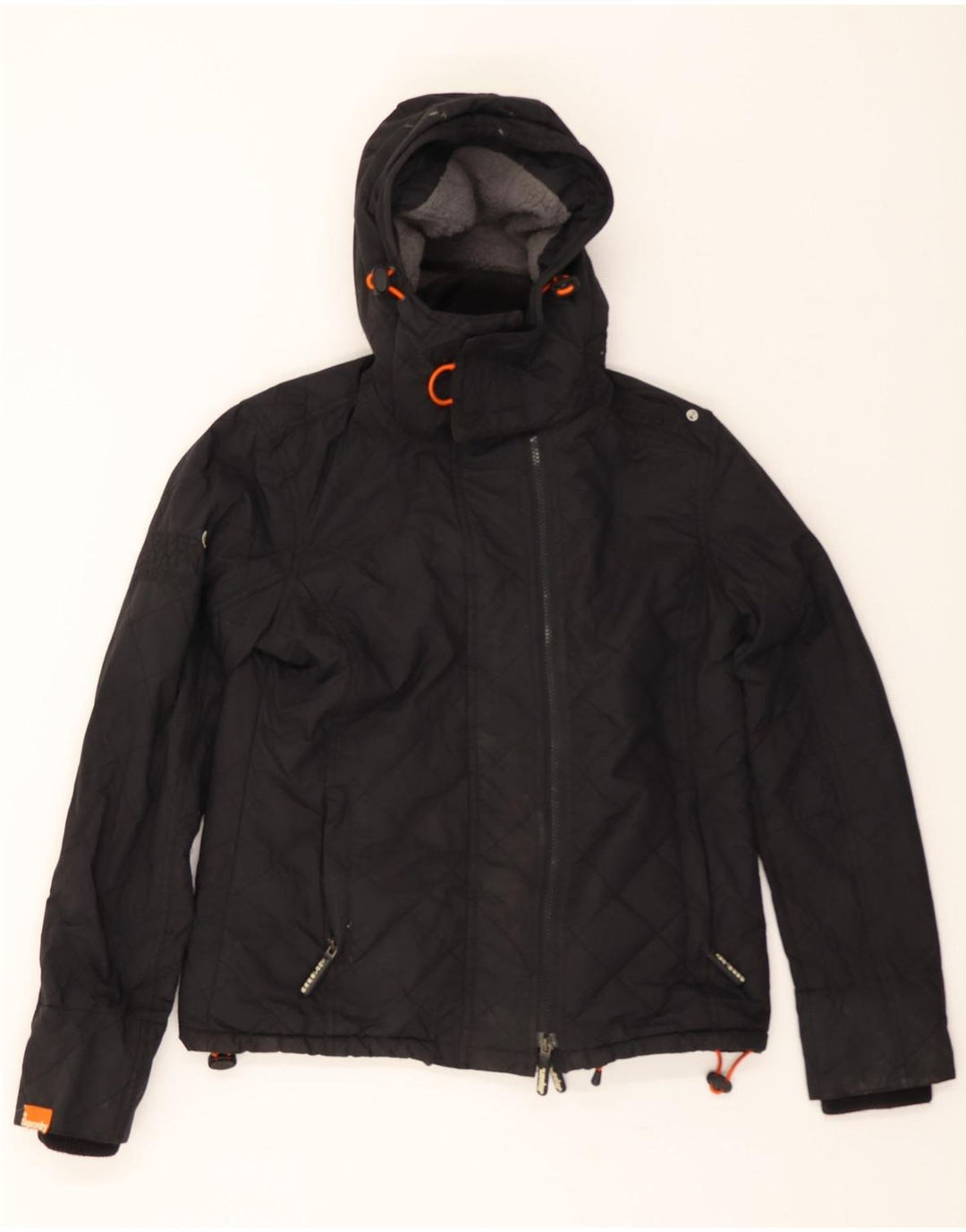 SUPERDRY Womens Windcheater Hooded Windbreaker Jacket UK 14 Medium Black Vintage Superdry and Second-Hand Superdry from Messina Hembry 