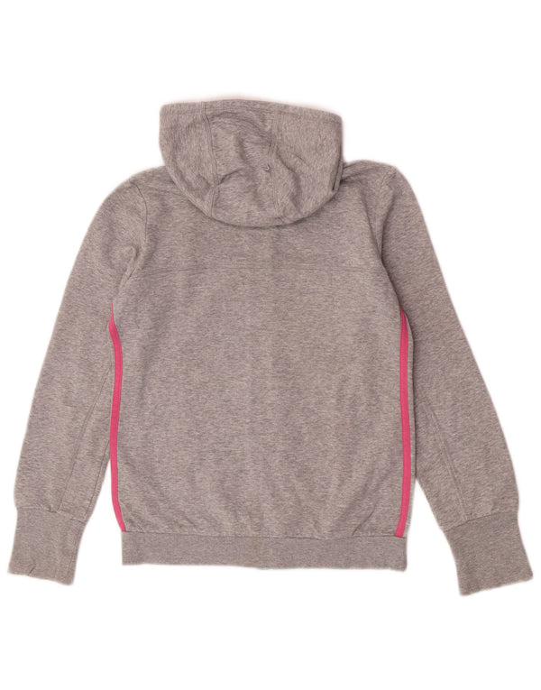 Adidas Mädchen-Kapuzenpullover mit Reißverschluss, 11–12 Jahre, grau gefleckte Baumwolle