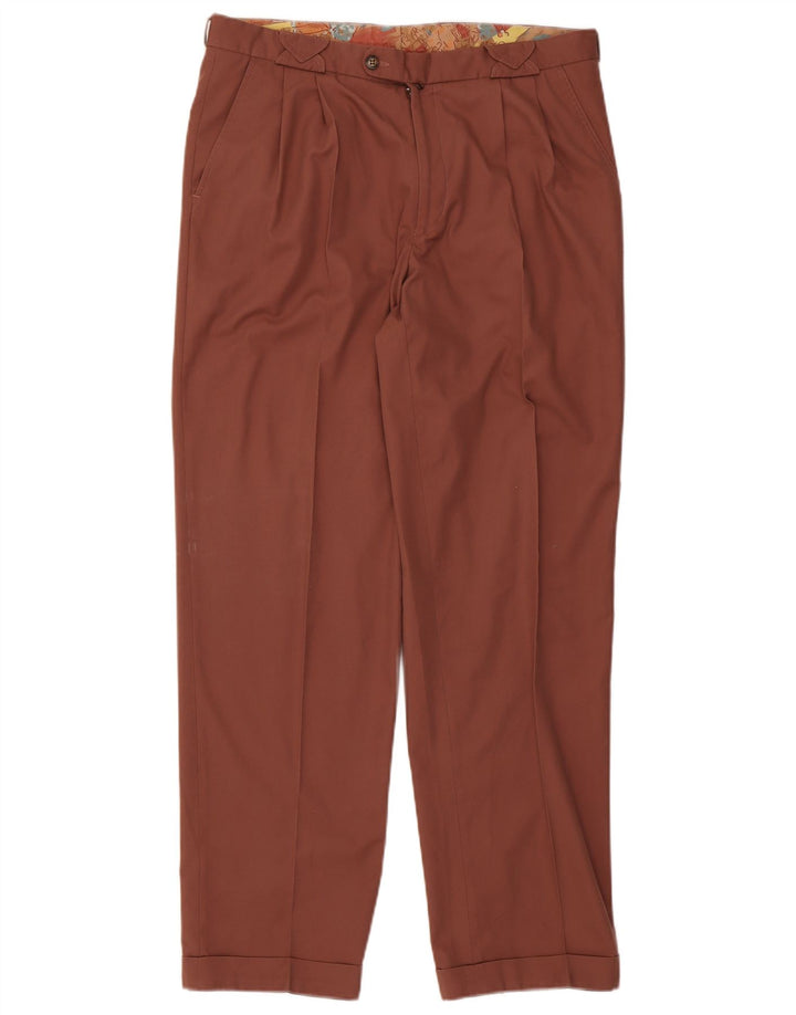 Vintage Herren-Anzughose mit Klammern, W34, L32, Braun