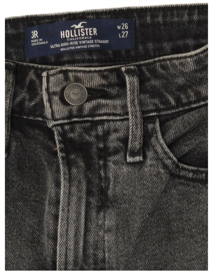 Hollister Damen Distressed Straight Jeans US 3 Small W26 L27 Grau