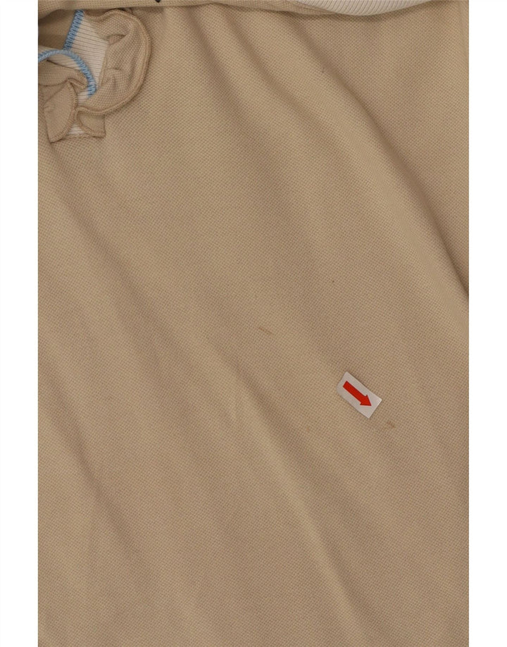 FRED PERRY Damen-Poloshirt mit Rüschen vorne, UK 14, Größe L, Beige, Farbblock