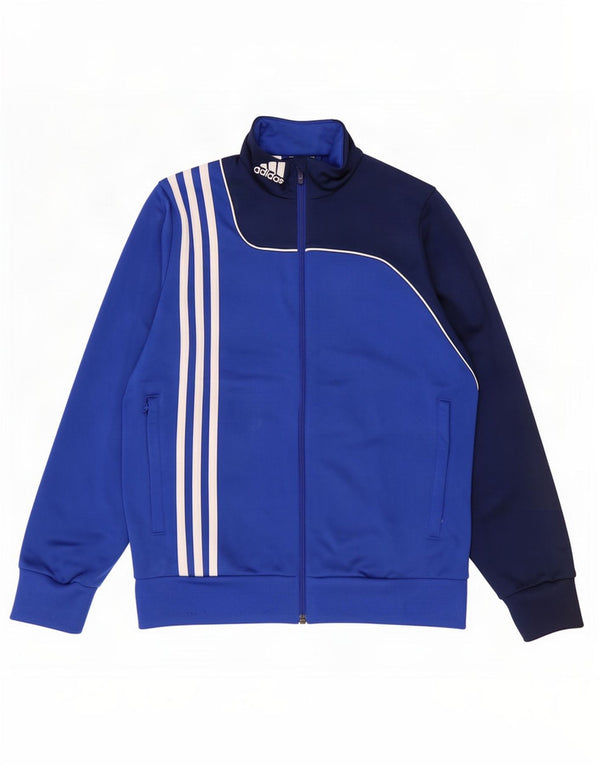 Adidas Jungen-Trainingsanzug-Top-Jacke, 11–12 Jahre, blaues Colourblock-Polyester