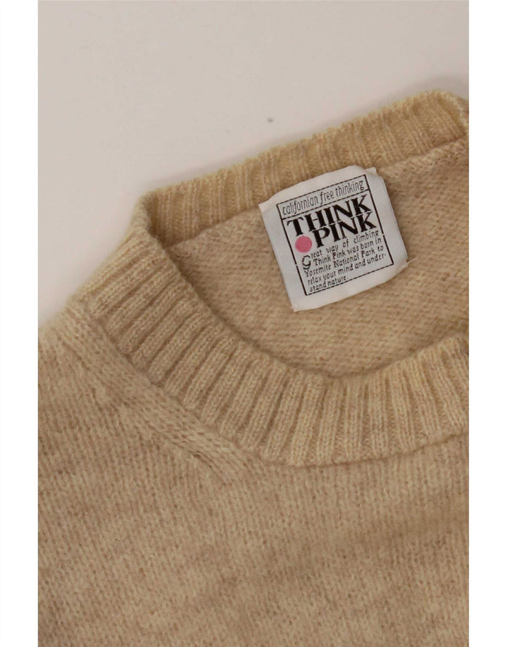 Think Pink Herren-Pullover mit Rundhalsausschnitt, groß, beige meliert