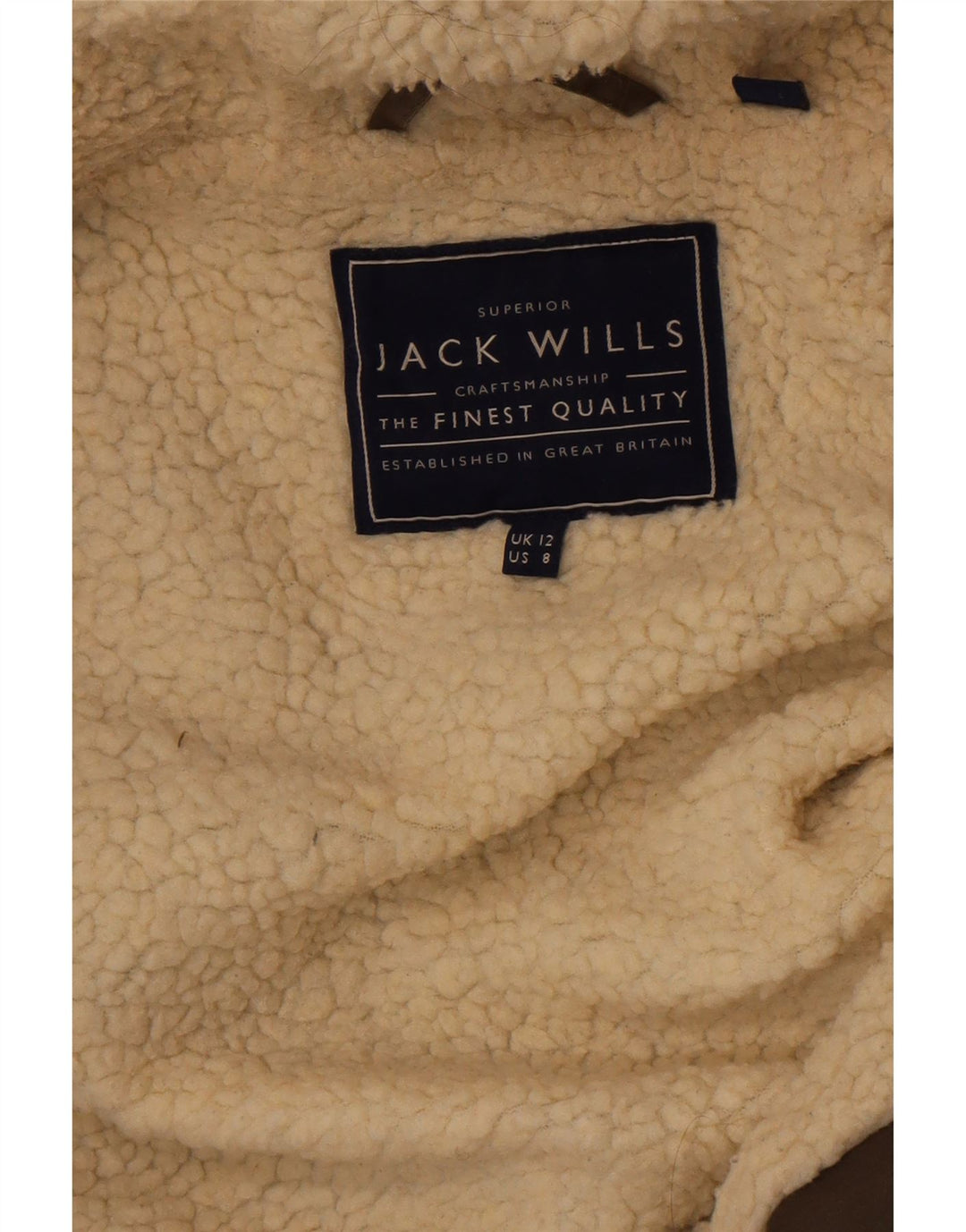Jack Wills Damen-Sherpa-Parka mit Kapuze, Gr. 12, mittleres Khaki