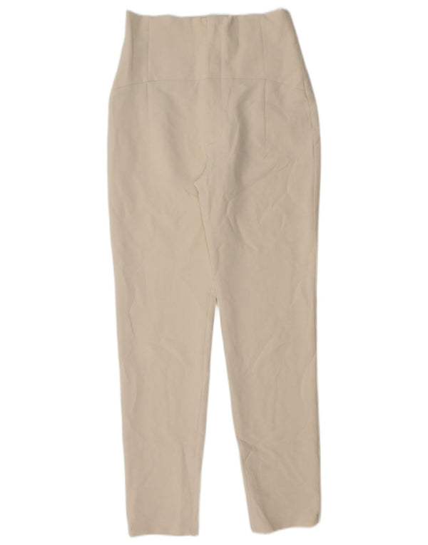 Zara Damen Tapered Freizeithose XS W24 L28 Beige Polyester
