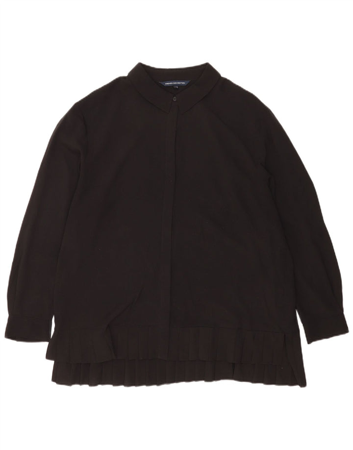 French Connection Damen-Hemdbluse mit lockerer Passform, UK 14, Größe L, Schwarz, Polyester