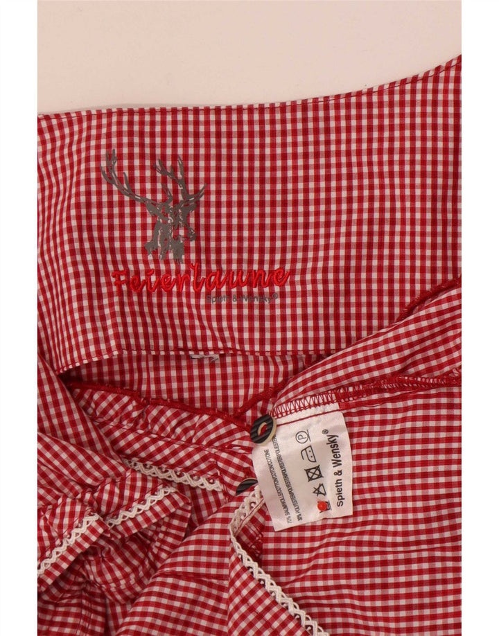 Spieth & Wensky Schulterfreies Blusenoberteil für Damen, UK 14, Mittelroter Gingham-Karomuster