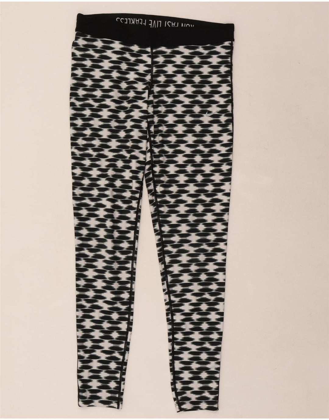 Nike Damen Dri Fit Leggings, groß, schwarzes geometrisches Polyester