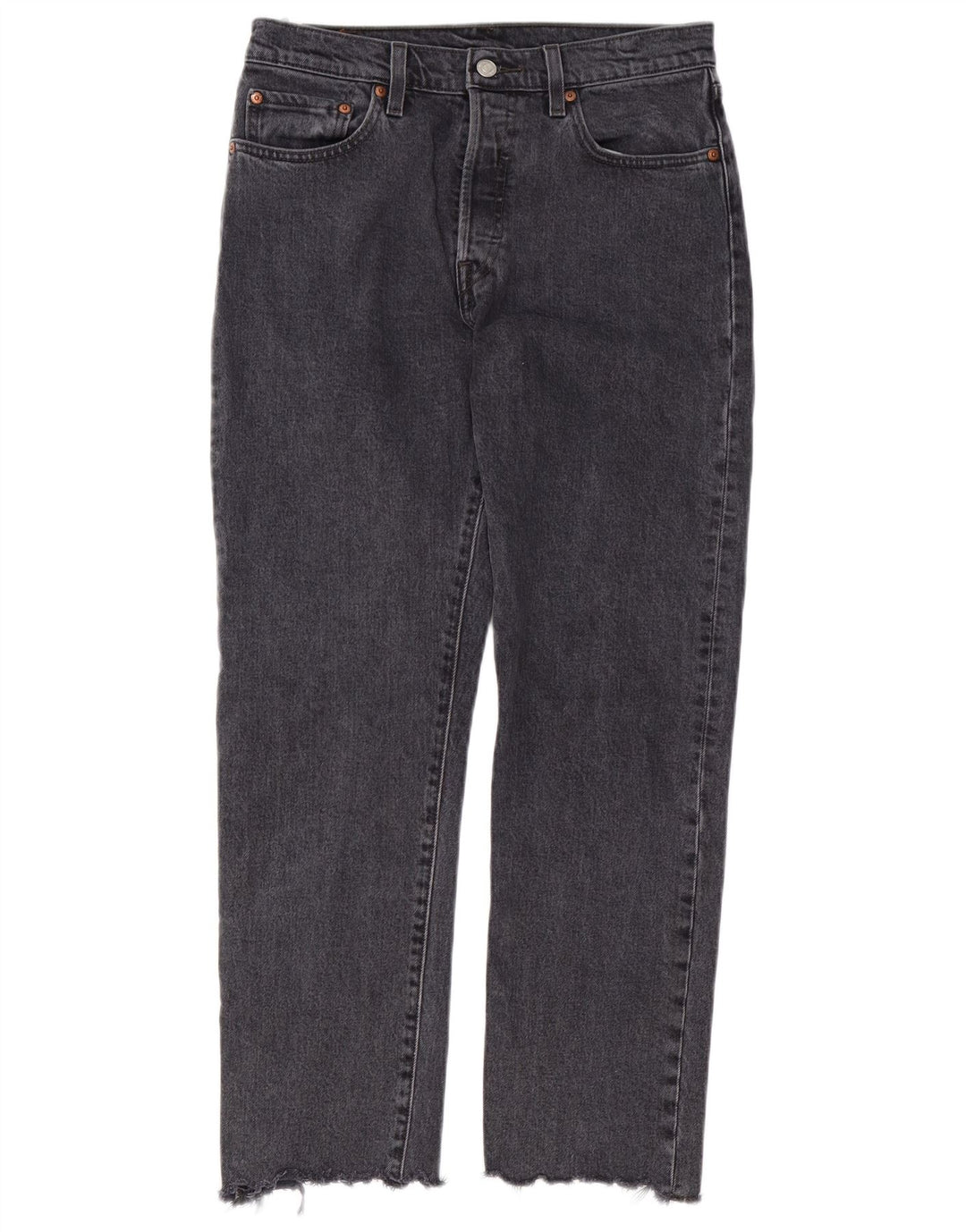 LEVI'S Damen 501 Straight Jeans W28 L28 Schwarze Baumwolle