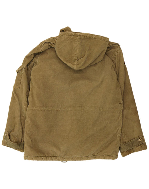 Rifle Herren Militär-Cordjacke mit Kapuze, UK 38, mittlere Khaki-Baumwolle
