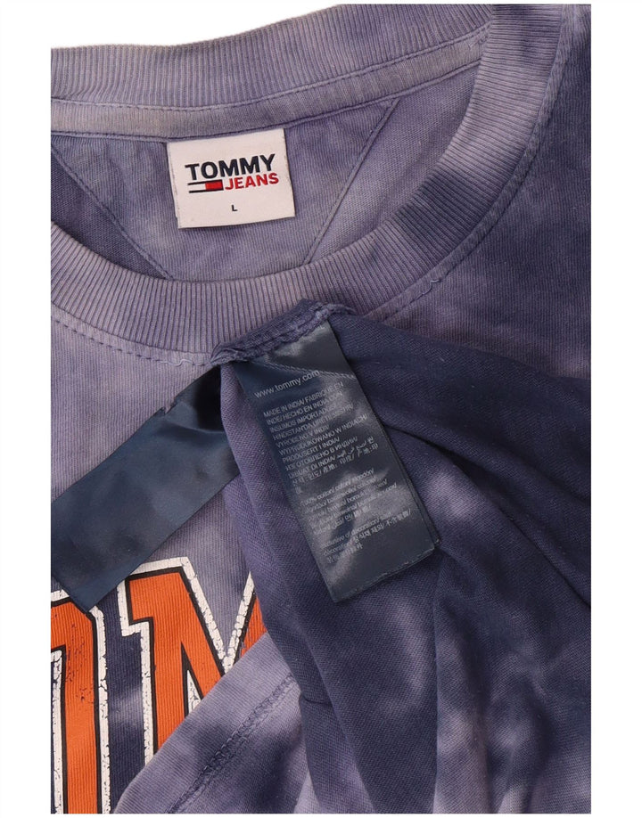 TOMMY HILFIGER Herren-T-Shirt mit Grafik, groß, blau, Batik-Baumwolle