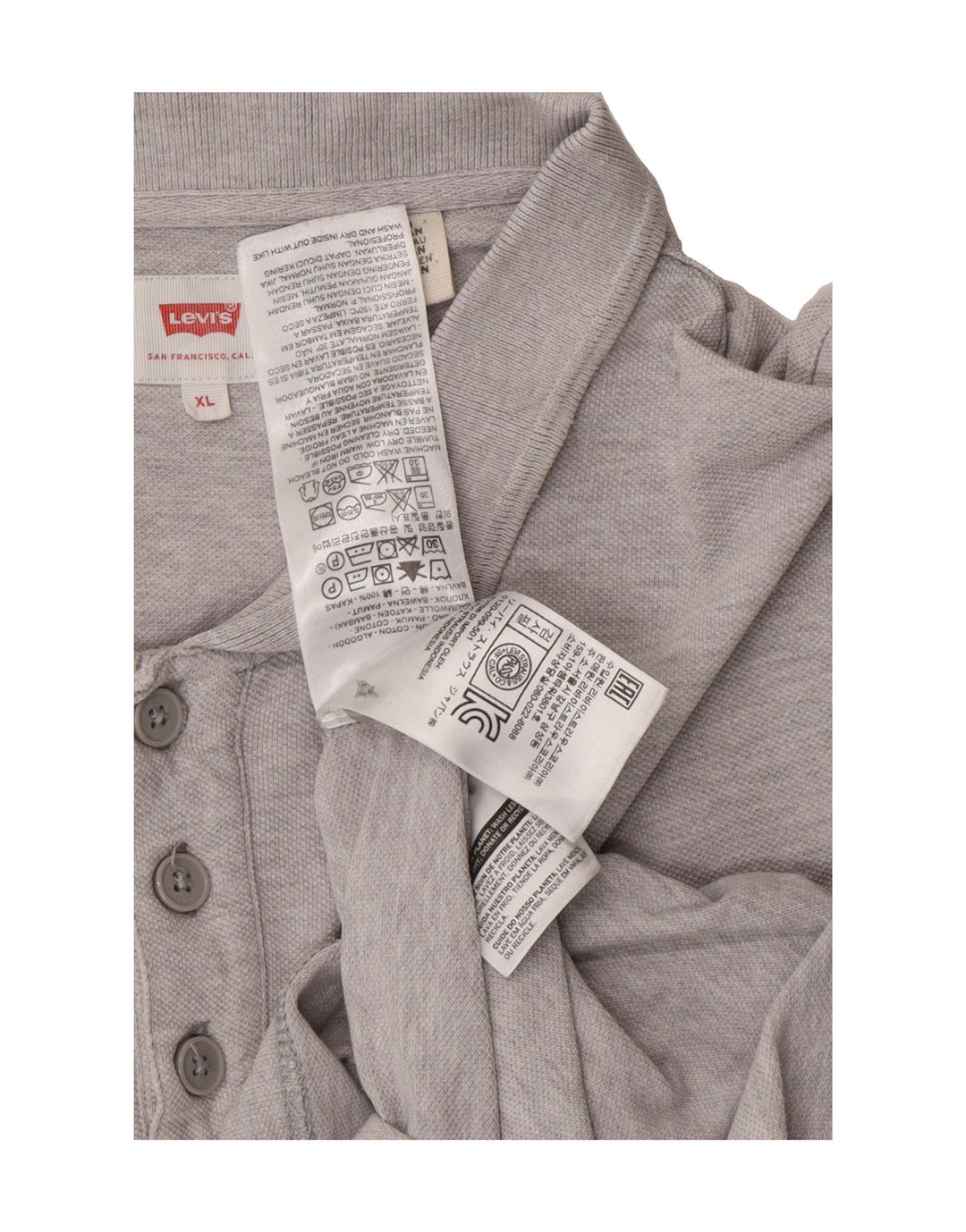 LEVI'S Mens Polo Shirt XL Grey Cotton Vintage Levi's and Second-Hand Levi's from Messina Hembry 