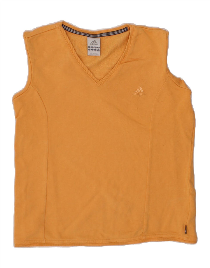 ADIDAS Womens Vest Top UK 14 Medium Yellow Cotton Vintage Adidas and Second-Hand Adidas from Messina Hembry 